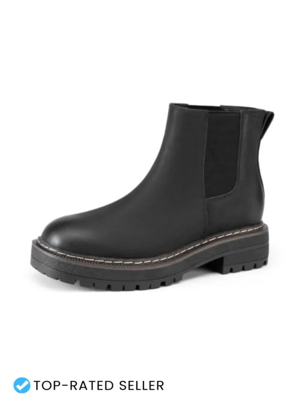 Slip on Platform Chelsea Ankle Boots, 1.57-Inch Chunky Low Heel, Non-Slip Lug